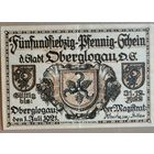 Германия 75 пфеннигов 1921 г Оберглогау (Oberglogau) 994.1b, B2, без серийного номера, XF