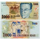 Бразилия. 1000 крузейро реалов (образца 1993 года, P240, UNC)