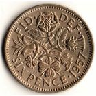 6 пенсов Великобритании 1957 год Елизавета II