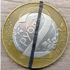 2 рубля 2009 РБ Несоосность аверса и реверса с браком плакировки