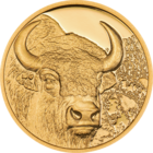Монголия 1000 тугриков 2025г. "Мистический бизон. Зубр". PROOF Монета в капсуле; подарочной рамке - футляре; сертификат; коробка. ЗОЛОТО 3,11гр.(1/10 oz).