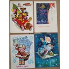 Лот из 4-х открыток СССР " С Новым годом ". Горлищев. Башаров. Пегов. Четвериков. 1960-70 гг. ПК . Прошли почту. Цена за все.