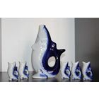 Фарфоровый набор "Рыбки", графин и 5 стопок.