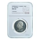 Германия. 3 марки 1932 G  Гетте слаб CPRC MS62