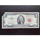 США 2 $ красная печать 1963 (обрезан угол)