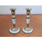 Подсвечник бронзовый с инкрустацией природным  материалом (похож на ракушку) Германия ХХ век.