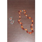 Комплект, бусы + серьги, сердолик.