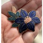 Брошь Лилия Клуазоне Англия клеймо Fish