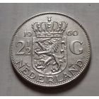2 1/2 гульдена, Нидерланды 1960 г.,  серебро