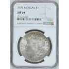 Доллар Морган США - ms 64 NGC яркий штемпельный блеск