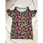 Блуза с открытыми плечами 46-48 рыбки рисунок 3D объёмный Необычная очень интересная