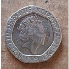 Великобритания 20 пенсов, 2015 г., (Портрет королевы с инициалами "JC")  KM# 1336