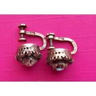 Клипсы-серьги "Малинка" - 875 пр., позолота, горный хрусталь, СССР.