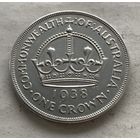 Австралия 1 крона 1938 Георг VI Король Великобритании и Северной Ирландии - серебро 0,925 пробы 28,28 гр., редкая!
