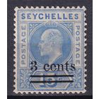 73.BrKSe. Великобритания. Колонии. Сейшельские острова. Эдуард. Стандарт. Надпечатка нового номинала. 3C. 1903 г. Mi.#49.