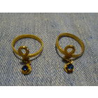 Кольцо с подвесом (шармом) с синим камнем, 70-е г.г. , размер 18