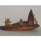 "Встреча после охоты". Статуэтка. Ручная работа. Подписная. Дерево. Север. Эскимосы. Ретро СССР. м