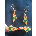 Комплект серьги и заколка позолота СССР