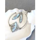 Серьги и браслет скань, цветочная финифть, винтаж, СССР, мельхиор