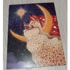 Посткроссинг. Открытка "Волшебница на месяце" (10х15). Прошла почту. Художественная марка, посященная посткроссингу,  штемпель.