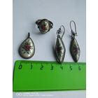 Винтажный полный набор финифть, Мельхиор ручная роспись СССР в очень хорошем состоянии самая привлекательная цена трёхдневный аукцион