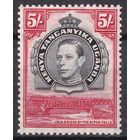 241.BrK. Великобритания. Колонии. Кения, Уганда и Танганьика. Местные мотивы. Георг VI. 1944 г. 5Sh. Mi.#69D.