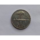 РЕДКАЯ монета Латвия 1 лат 2001 год. АИСТ