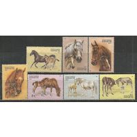 Кыргыстан. Скаковые лошади. 1995г. Mi#87-93. Серия.