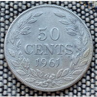 Либерия 50 центов 1961 года. Звезда. Серебро. Сторгуй за свою цену, предложи обмен! Y