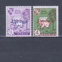 [2066] Великобритания,Херм о-в 1961. Карта острова.Европа.EUROPA. НАДПЕЧАТКИ. MNH