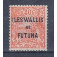 [841] Французские колонии.Уоллис и Футуна 1922. Местный пейзаж. НАДПЕЧАТКА. БЕЗ КЛЕЯ.