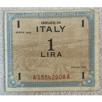 Банкнота Союзная оккупация Италии 1 лира 1943 год