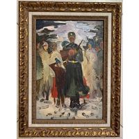 Стельмашонок В.И. "Присяга", 1967г. Картон, масло. Размер 35х23,5 см.