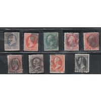 США-1870, (Скотт.145-154), гаш. , Стандарт, Президенты, 9 марок
