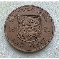 Джерси 2 Пенса, 1981 (Один год чекана, 50000 шт)  6-5-3