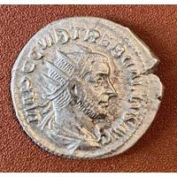 Монета Римская Империя антониниан 251 - 253 н.э.  Требониан Галл LIBERTAS PVBLICA Либертата, персонификация Свободы Медиолан