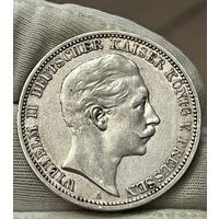 3 марки 1909 А без МЦ.Германия.Пруссия.Серебро.Отличная!