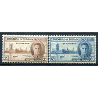 Британские колонии - Тринидад и Тобаго - 1946г. - Годовщина Победы во Второй Мировой войне, король Георг VI, здание парламента в Лондоне - 2 марки - полная серия, MH [Mi 145-146]. #4-B5-132-A-1