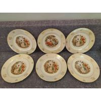 Все лоты с 1 Рубля. Комплект больших Сервировочных тарелок. Мадонна.HENNEBERG PORZELLAN. ГДР. 70-Е ГОДЫ.