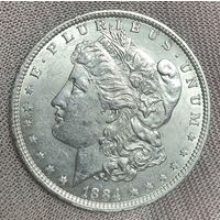Монета 1 доллар 1884 год. США. Доллар Моргана. Монетный двор: "O" - Новый Орлеан