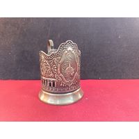 С рубля без мц. подстаканник "Космос", СССР, высота с ручкой 11см. диам 7см.