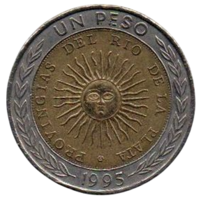 РЕСПУБЛИКА АРГЕНТИНА 1 ПЕСО 1995. ОШИБКА: PROVINGIAS вместо PROVINCIAS. РЕДКОСТЬ
