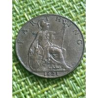Великобритания 1 фартинг 1921 г ( Георг V )