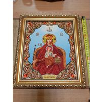 КРАСИВАЯ ИКОНА ИЗ БИСЕРА,БОГОРОДИЦА ДЕРЖАВНАЯ!РУЧНАЯ РАБОТА!