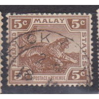 Малайя - Британская военная администрация Тигр Фауна 1922 год  лот 6