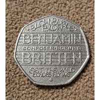 Великобритания 50 пенсов, 2013 100 лет со дня рождения Бенджамина Бриттена