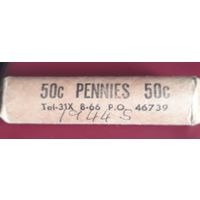 1 цент 1944 S США Ролл 50 шт.