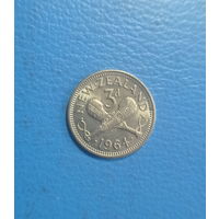 Новая Зеландия 3 пенса 1964 год королева Елизавета состояние