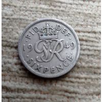 Werty71 Великобритания 6 пенсов 1949 георг 6