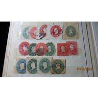 Вырезки конвертов и карточек США (напечатанный знак оплаты).